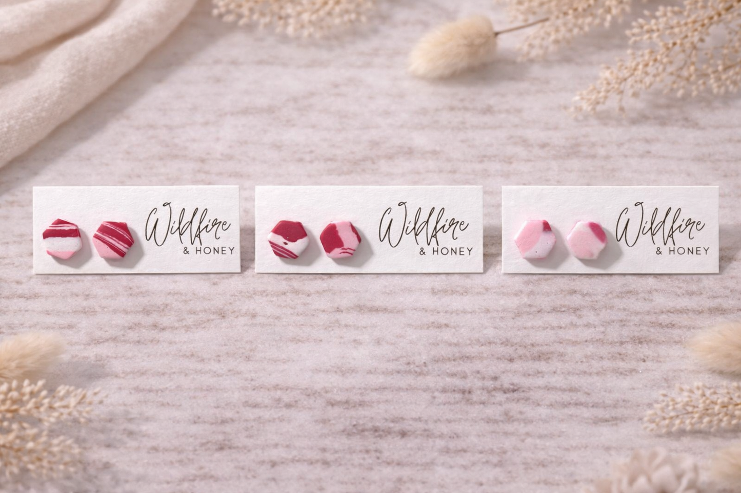 Marble - Small Hexagon Stud